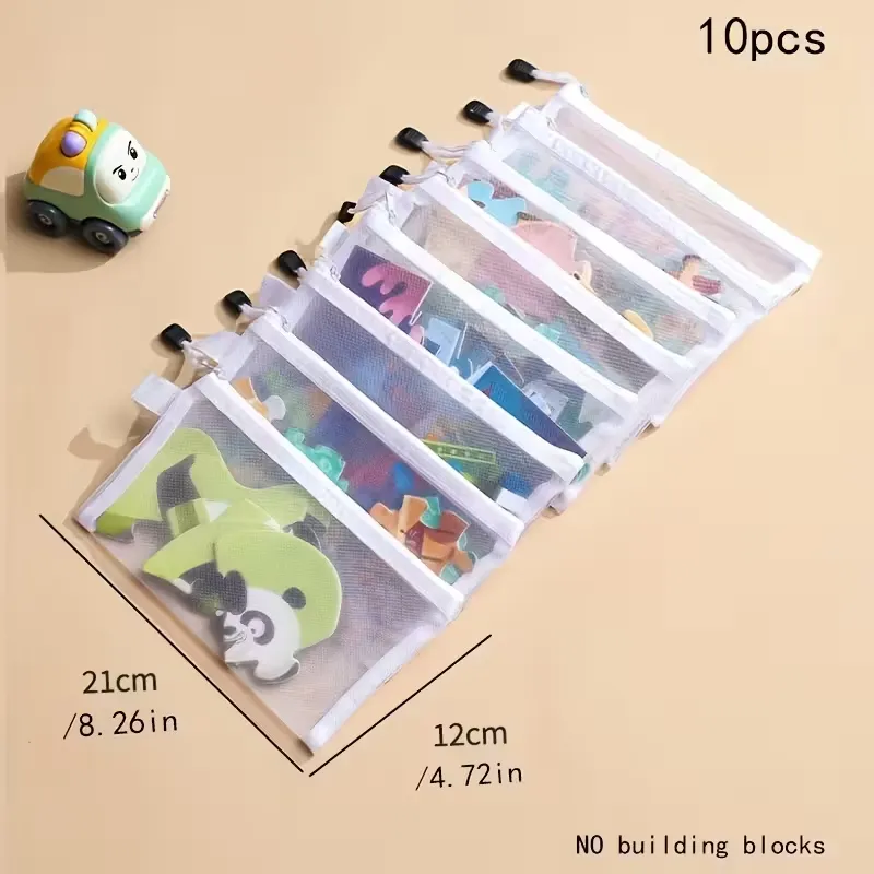 10pcs Transparent Mesh Storage Pouches