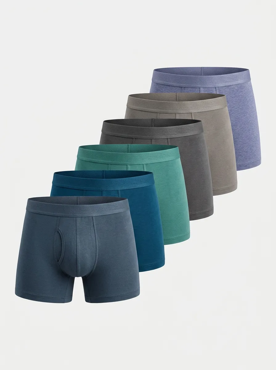 Men's Supportive Everyday Textured Finish 6-Pack Boxer Briefs