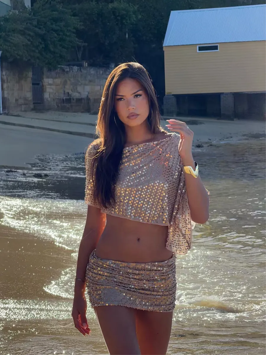 Odessa Spicy Sequin Skirt Two Piece Set