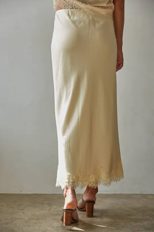 Cream Lace Satin Skirts