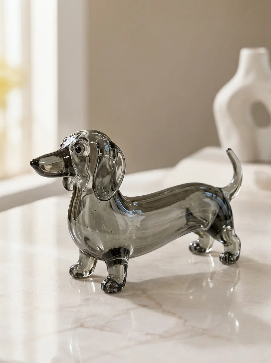 Modern Dachshund Glass Figurine