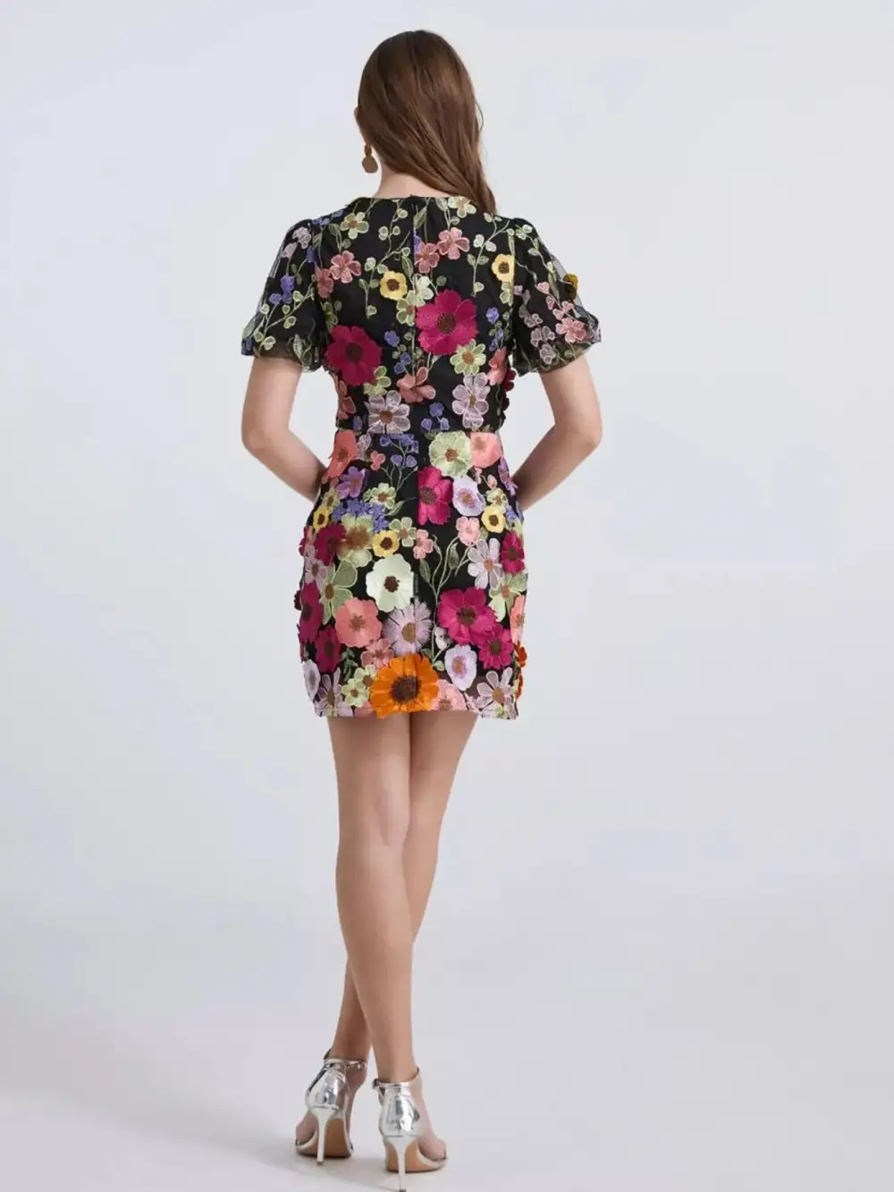 Puff-Sleeve Floral Mini Dress