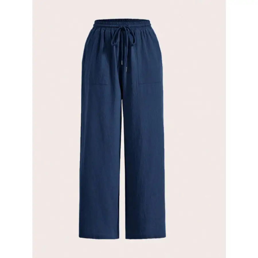 Relaxed Drawstring Wide Leg Pants