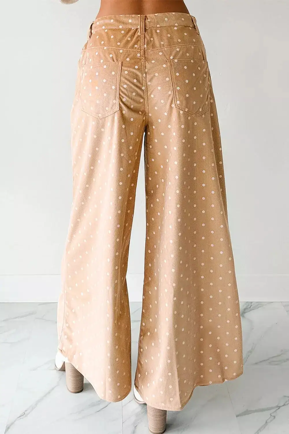 Polka Dot Print Drawstring Wide Leg Pants