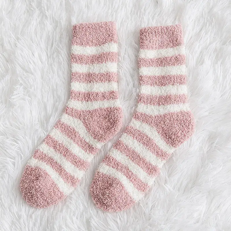 Plush Striped Knee High Socks