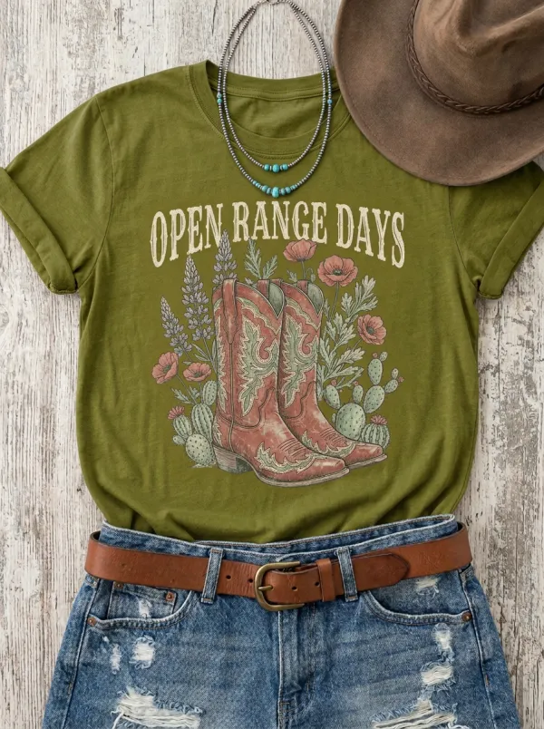 Cowboy Western Crewneck T-Shirt