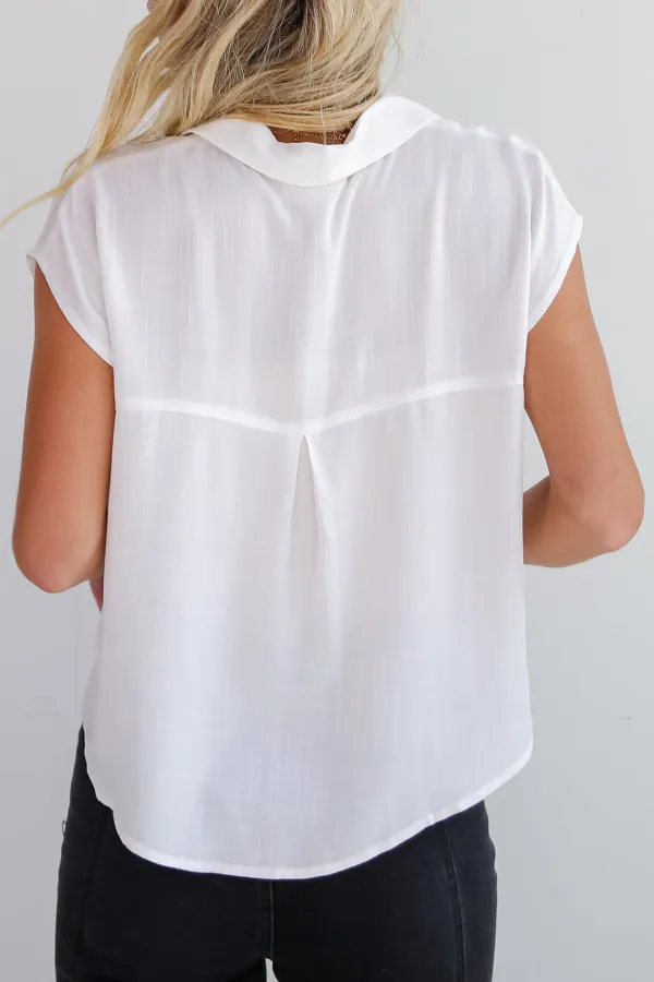 Short Cap Sleeves White Blouse