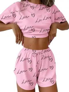 Refined Drawstring Tee and Shorts Matching Set