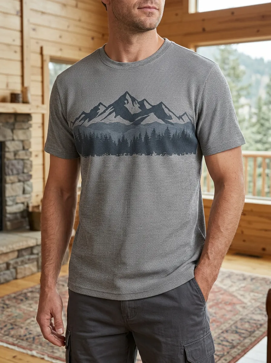 Men's Outdoor Nature Lover Mountain Forest Everyday Crew Neck T-Shirt