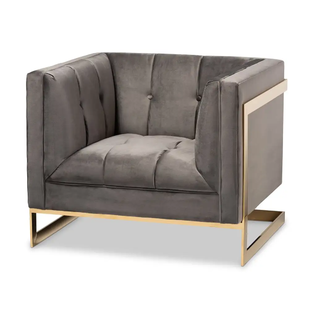 Button-Tufted Velvet Accent Chair