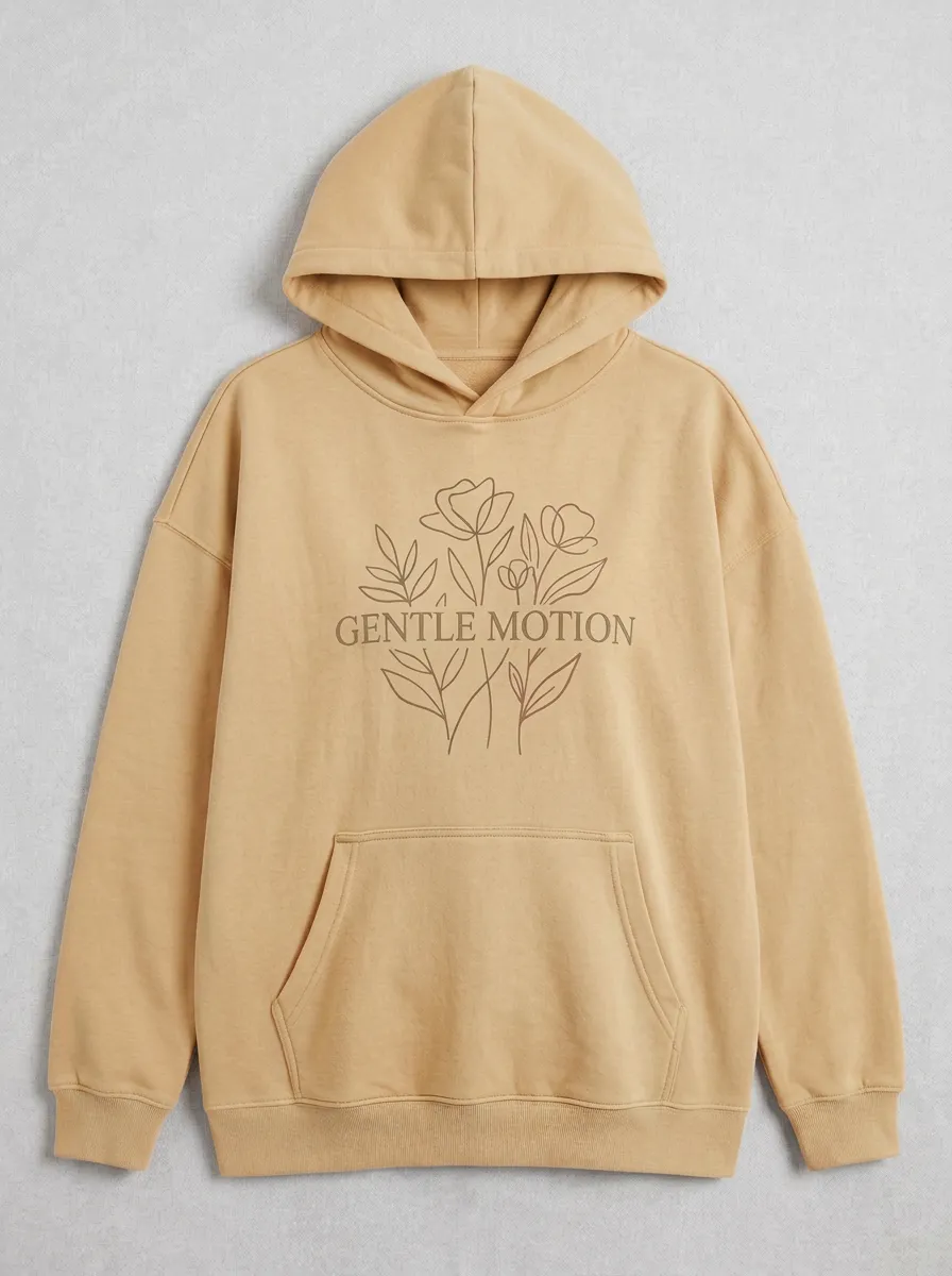 Relaxed Gentle Motion Floral Line Art Hoodie