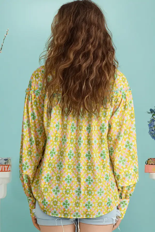 Everyday Floral Puff Sleeve Boho Shirt Blouse
