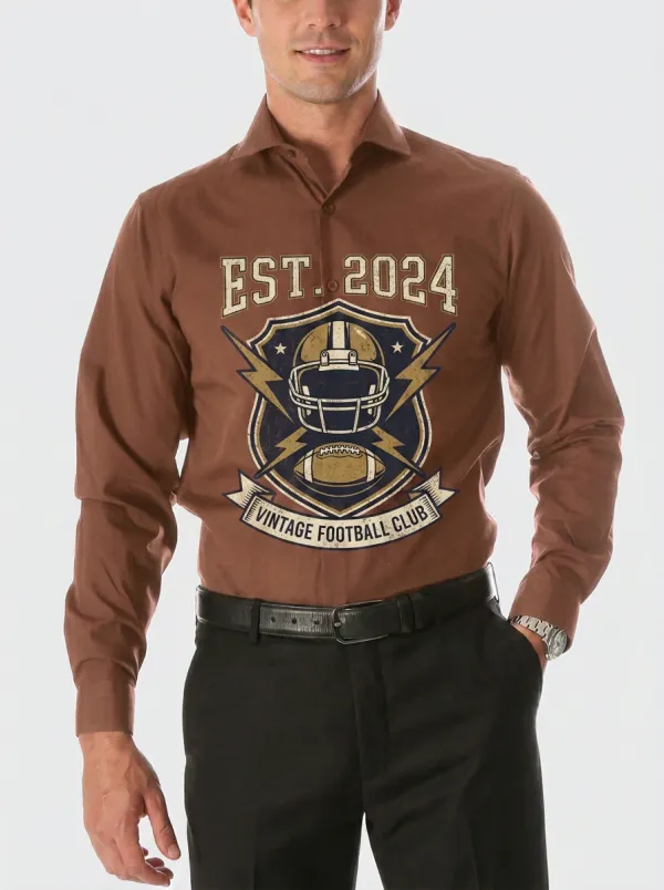 Men's American Football Lover Vintage Shield Printed Shirt