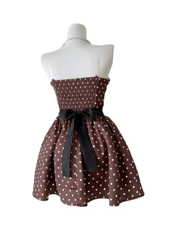 Polka Strapless Party Evening Gown
