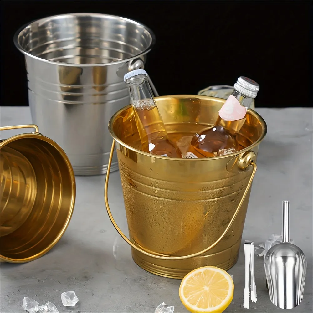 Dual-Color Stainless Steel Cold Drink Ice Bucket