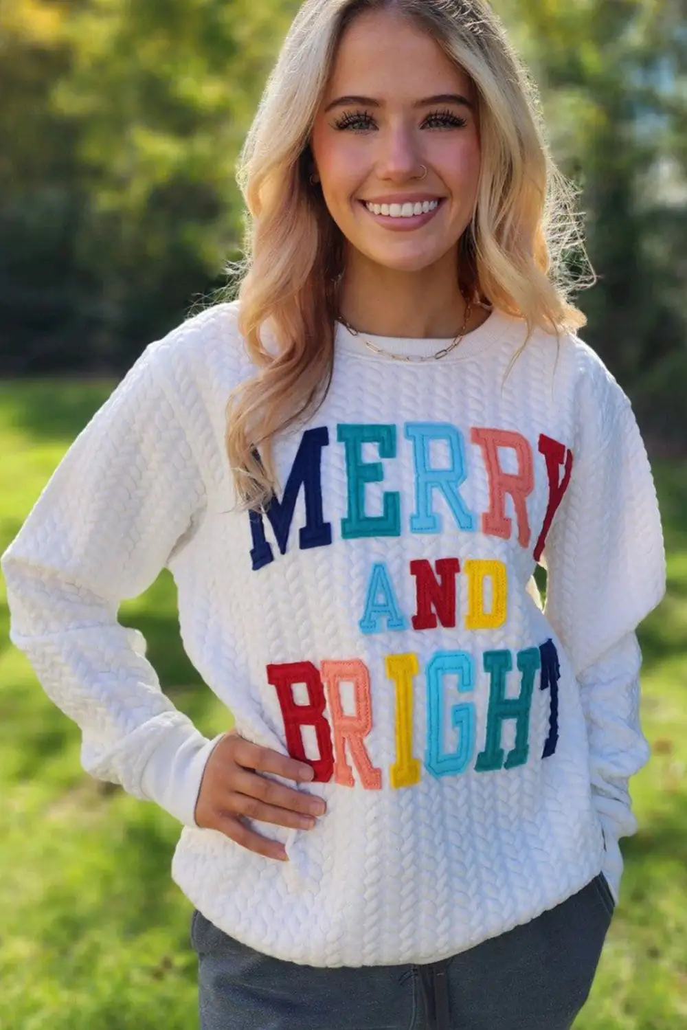Bright Cable Knit Sweatshirt