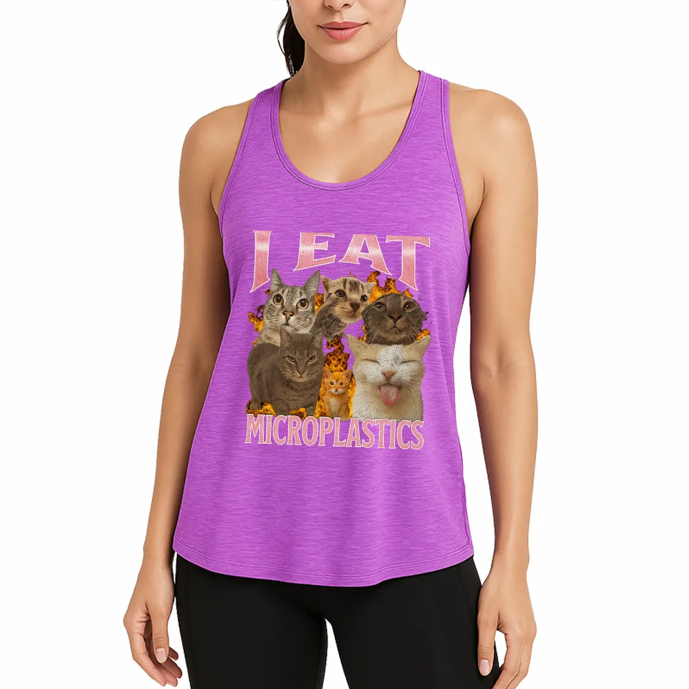 I Eat Microplastics Funny Cat Meme Athletic Tank