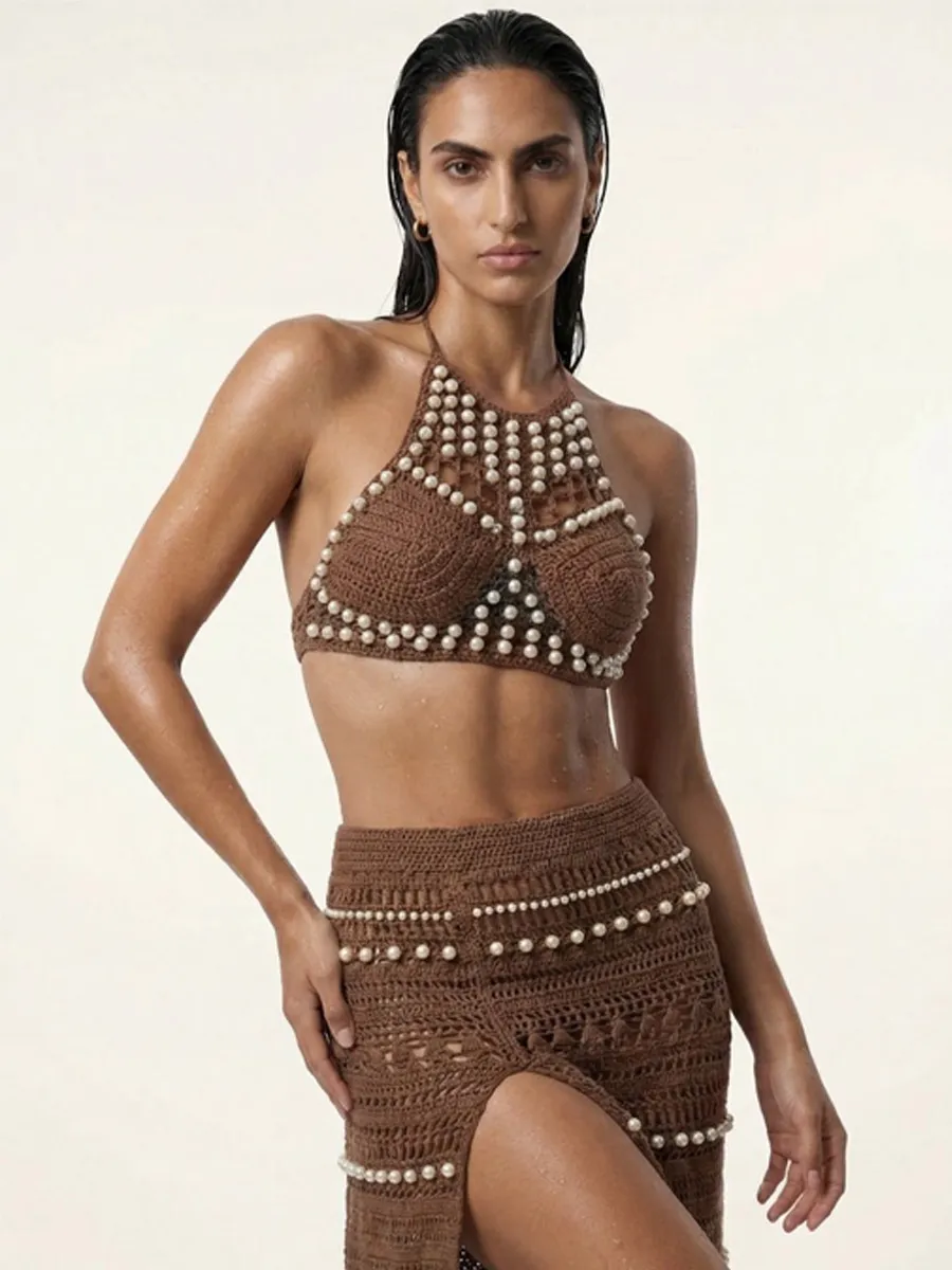 Anastasia Pearl Knit Swimsuit Two Piece Set