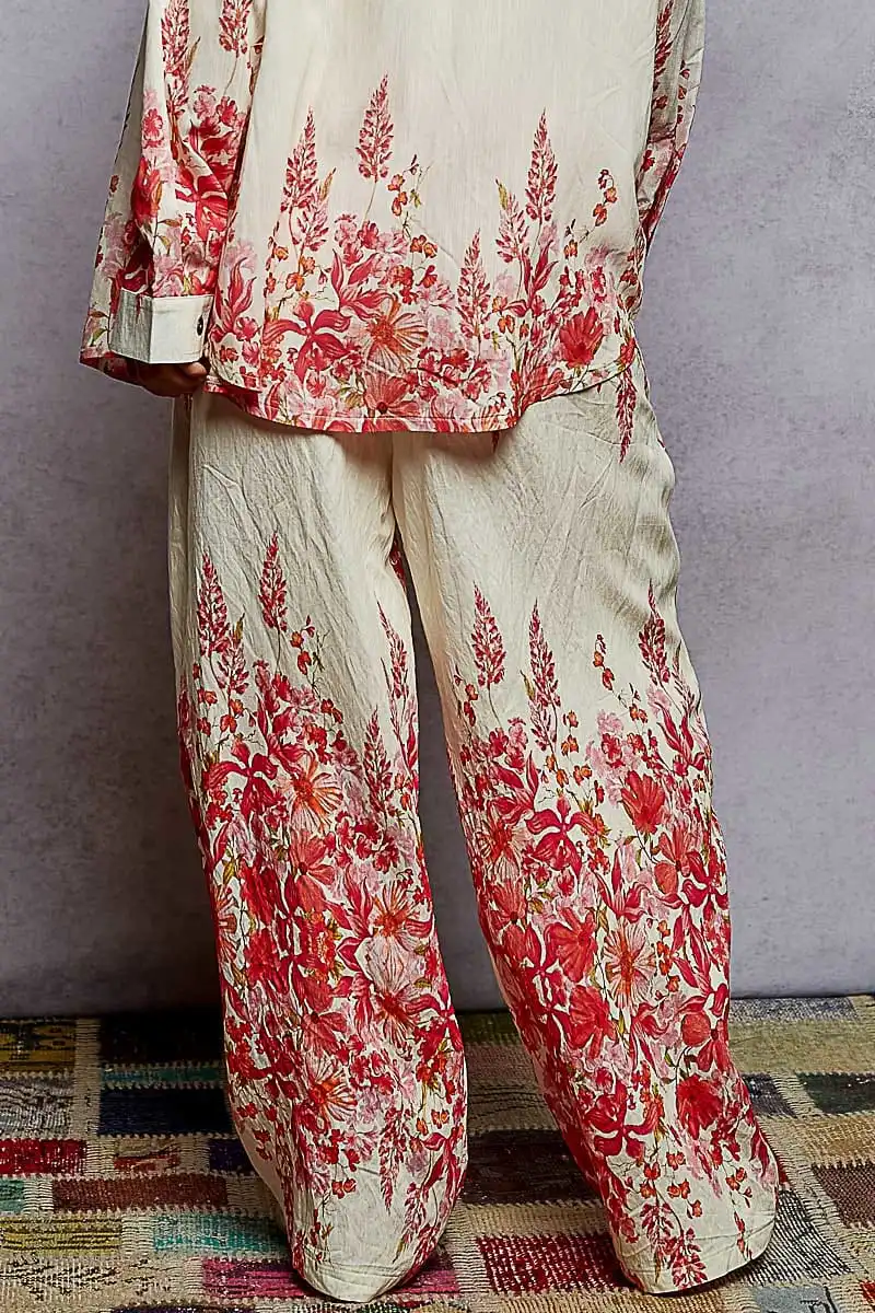 Floral Refined Wide Leg Pants