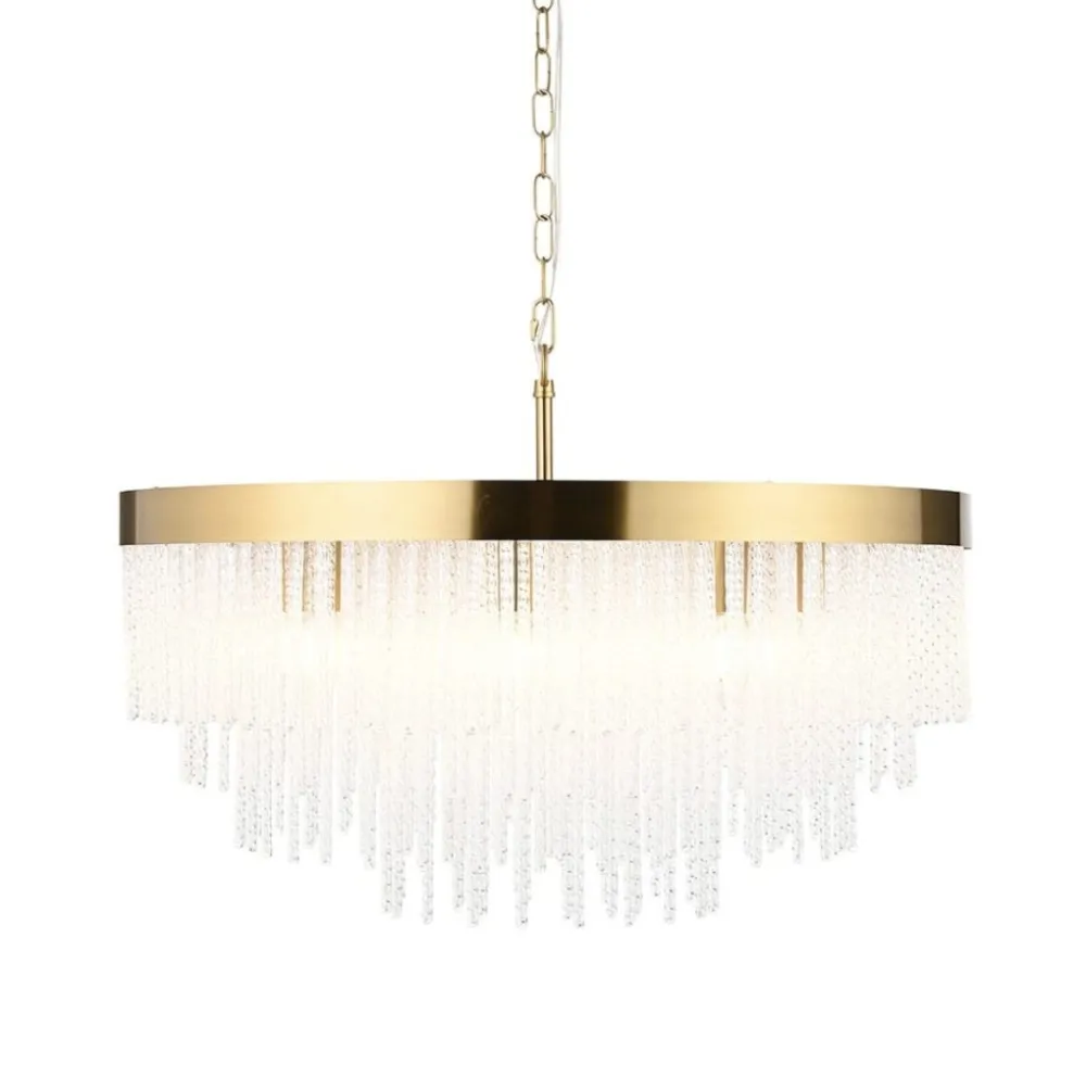 Textured Glass Rod Chandelier