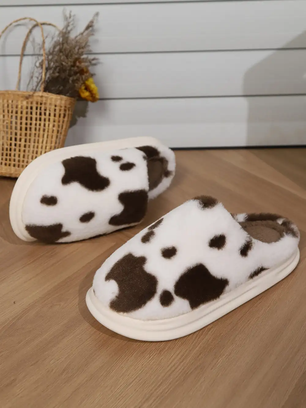 Print Faux Slippers