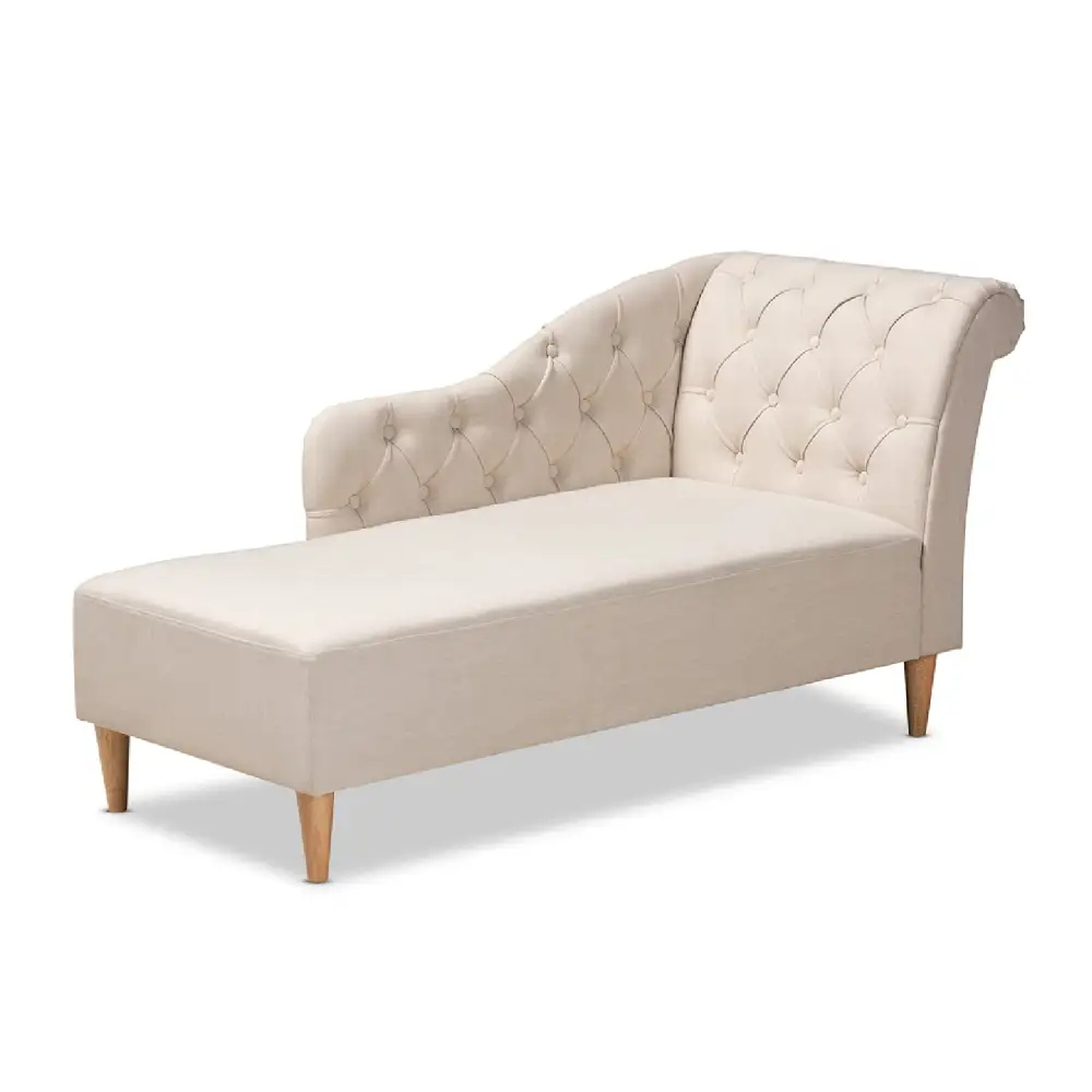 Scroll-Back Tufted Chaise Lounge