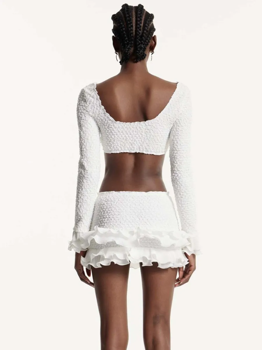 Anabella Long-Sleeved Ruffled Swimsuit Set