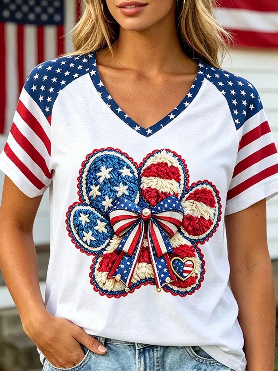 Women's USA 250th Anniversary Puppy Print T-Shirt
