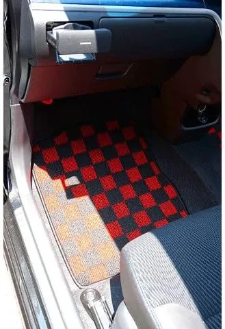 Car Floor Mats for Toyota bB 30 Series Car Floor Mats, For February 2012 - December 2007 Only, Checkered, Red and Black
