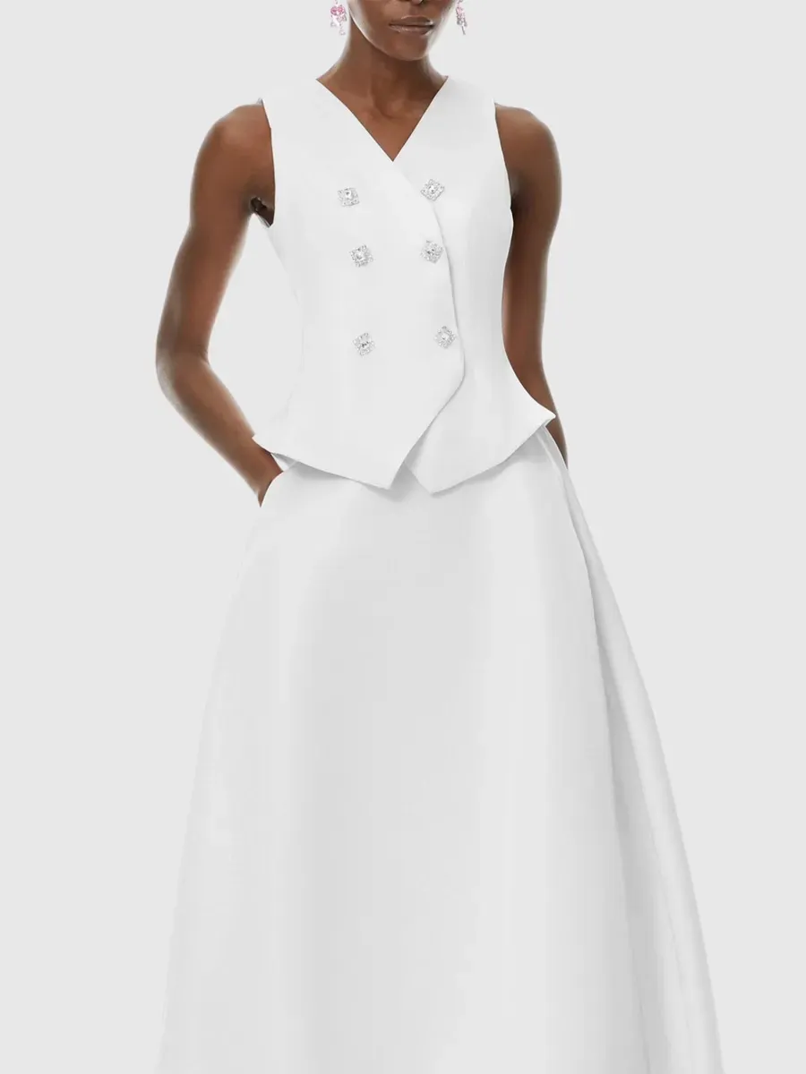 Eden Crystal Embellished Vest & Midi Skirt Set