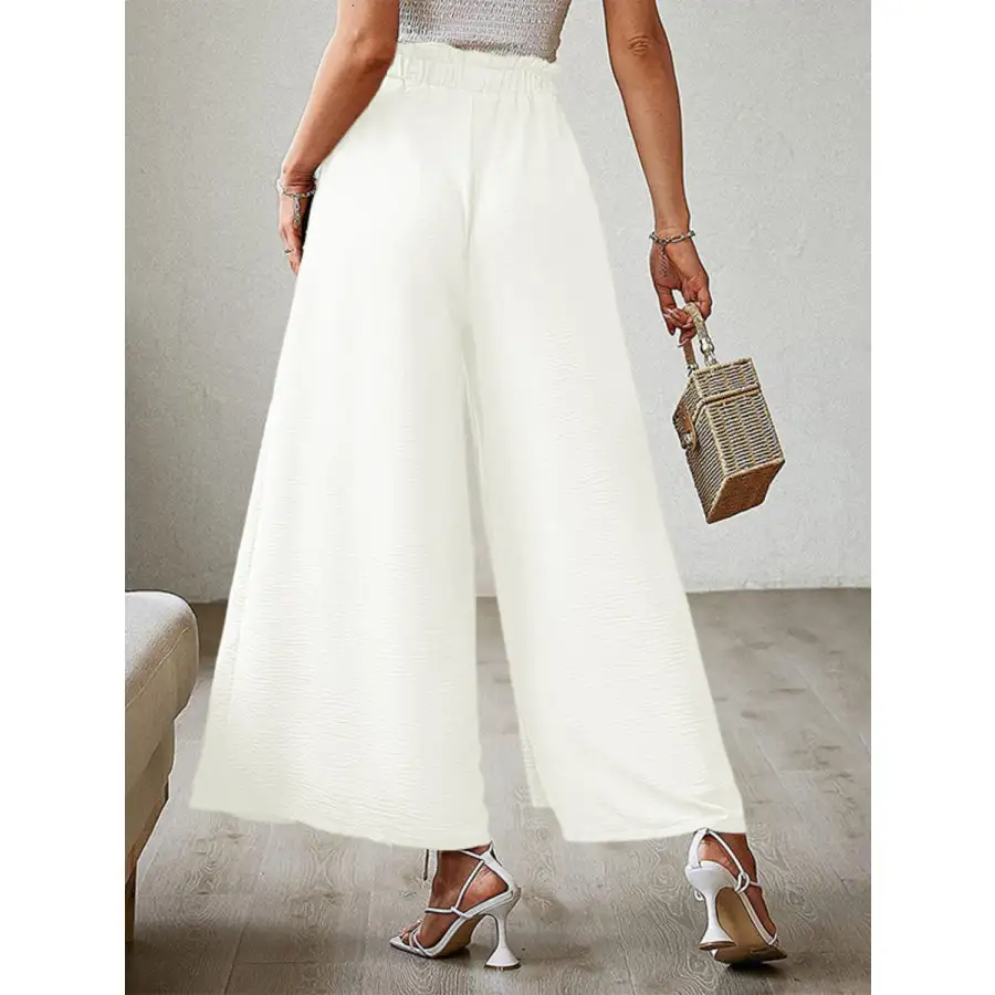 Classic Tied Slit Wide Leg Pants