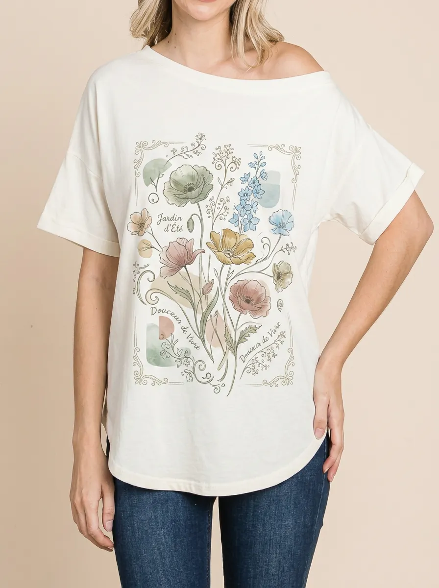 Women's Botanical Garden Floral Jardin d'été Printed T-shirt