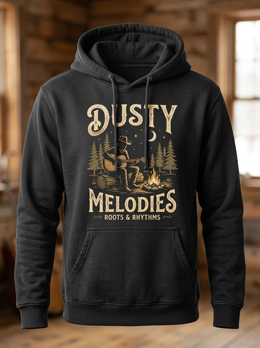 Americana Guitar Campfire Country Music Graphic Hoodie