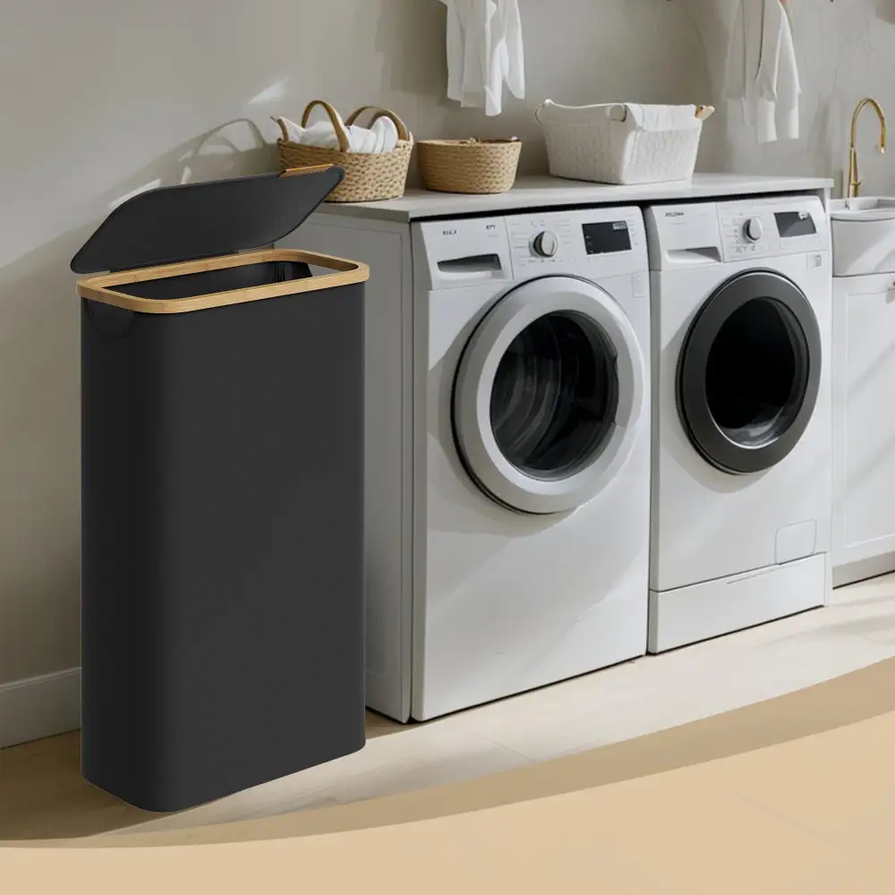 Weekend Lidded Slim Profile Space Saving Laundry Storage Hamper