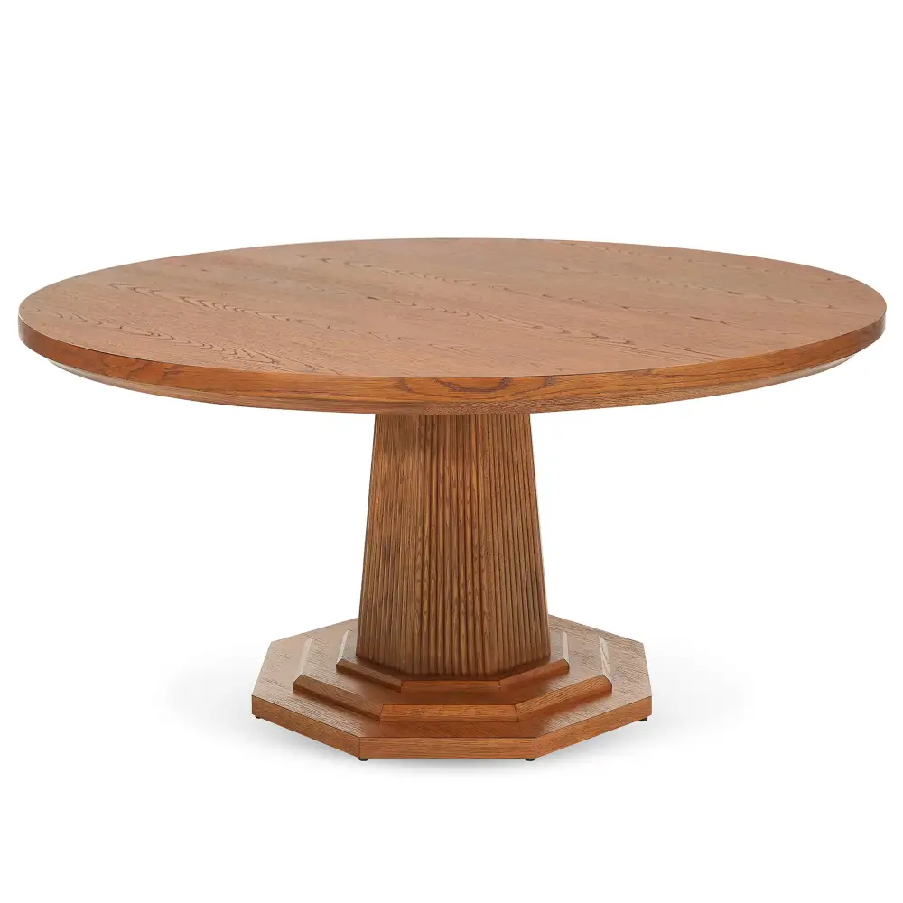 Octagonal Reeded Oak Maple Dining Table