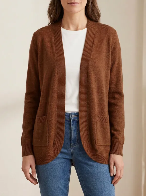 Clean Open-Front Knit Cardigan