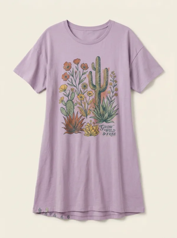 Desert Cactus Floral Grow Wild And Free T-Shirt