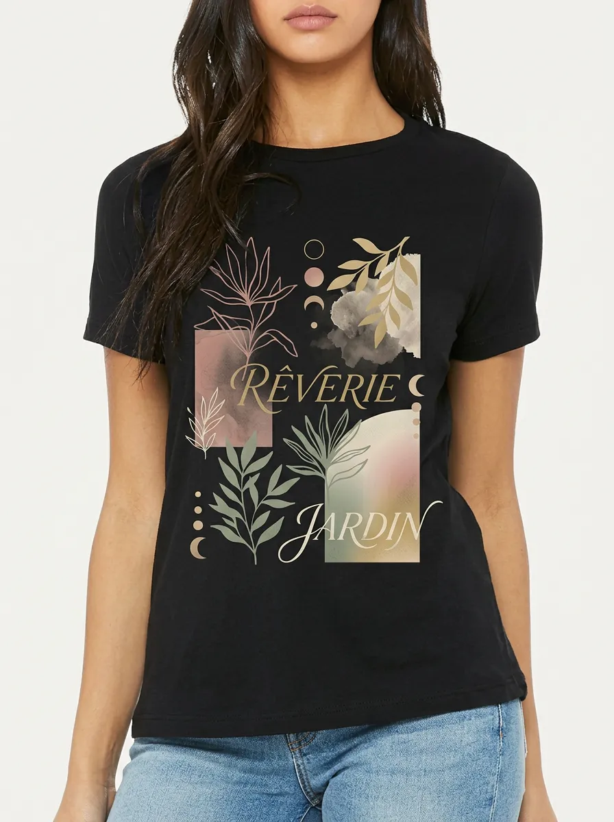 Women's Botanical Aesthetic Reverie Jardin Printed T-shirt