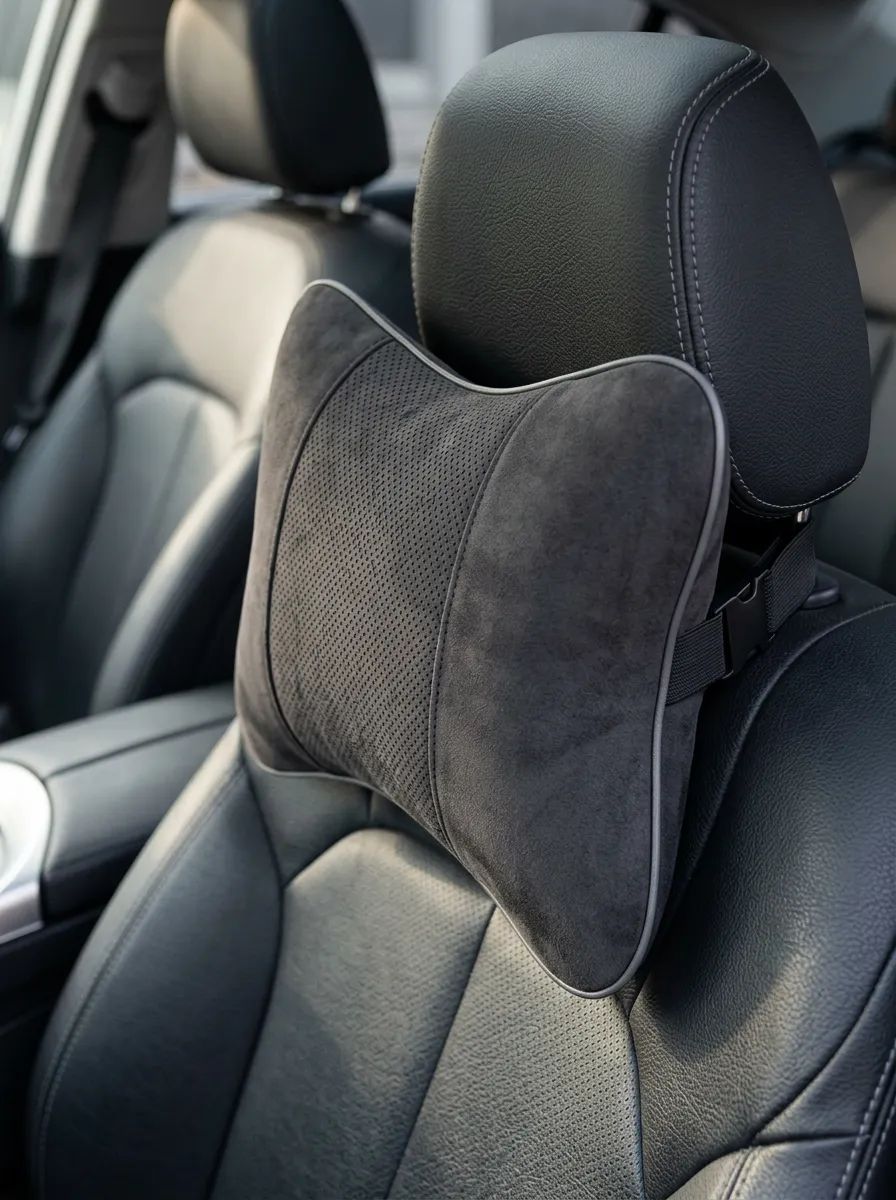 Detailed Suede Perforated Neck Support Cushion