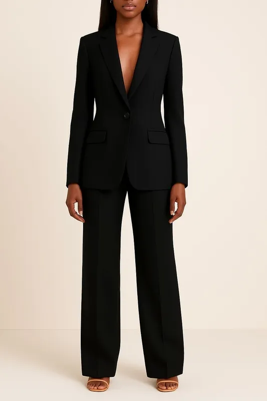 Polished Formal Suit Set with Tailored Long Blazer