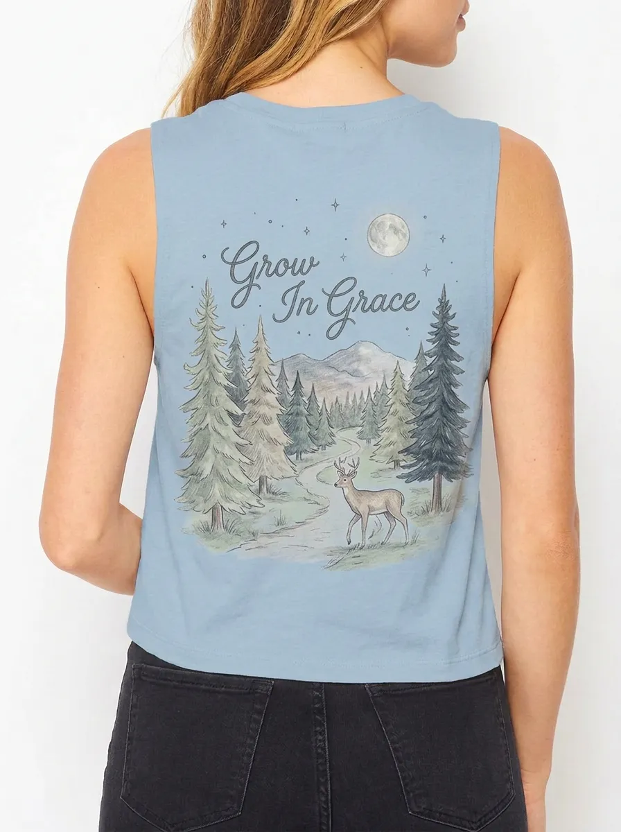 Women's Christian Nature Lover Deer Forest Printed Tank Top