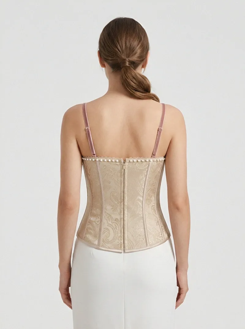 Bow-Detail Vintage-Inspired Women's Corset Top