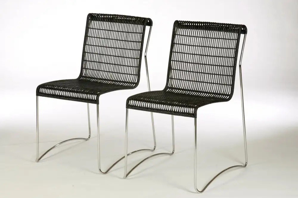 Woven Rattan Stainless Steel Side Chair