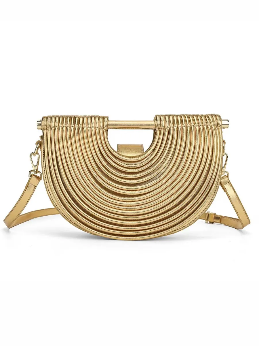 Raquel Semicircular Woven Bamboo Bag