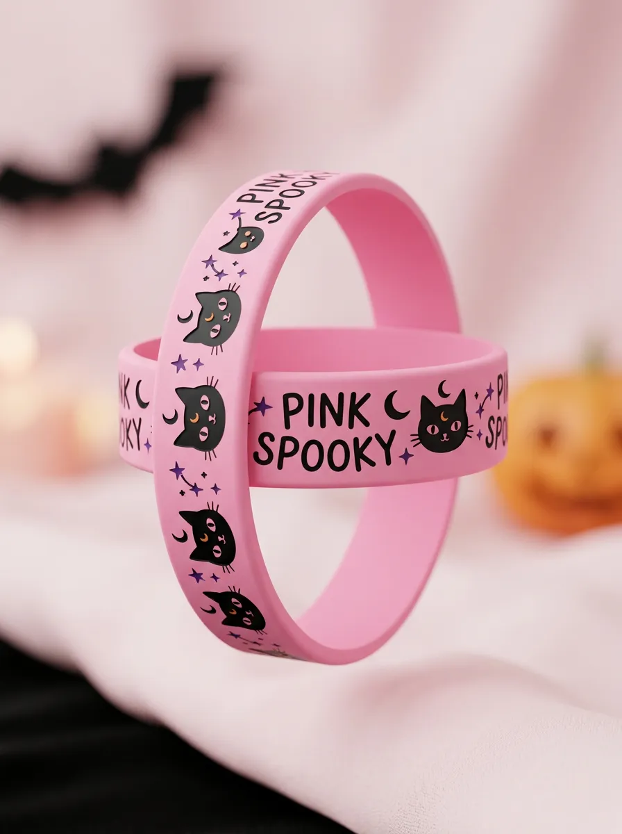 Cat Cat Moon Halloween Graphic Wristband
