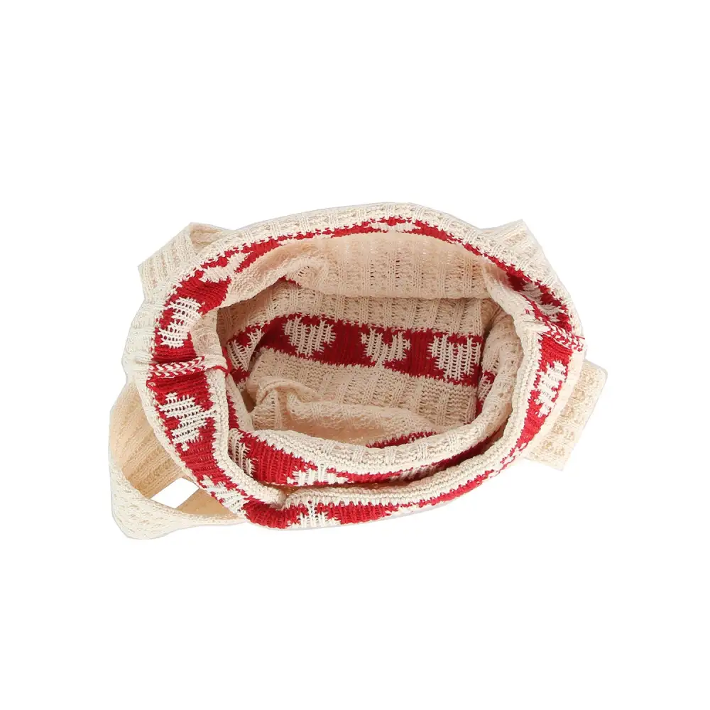 Heart Knit Slouch Tote Bag