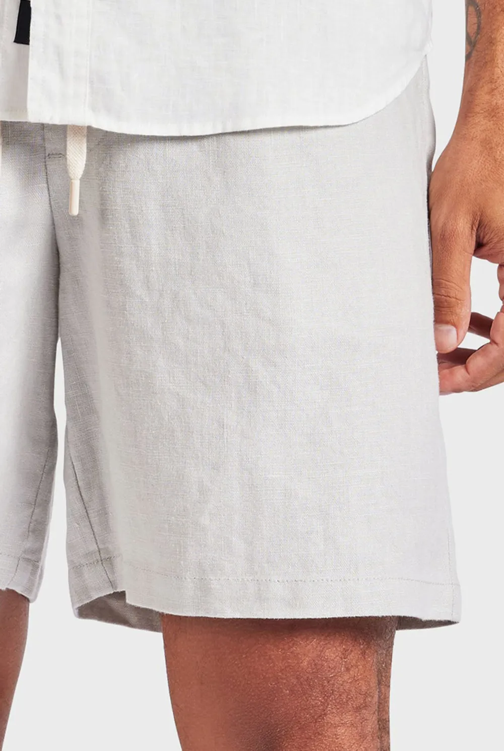Minimalist Solid Linen Blend Casual Everyday Shorts