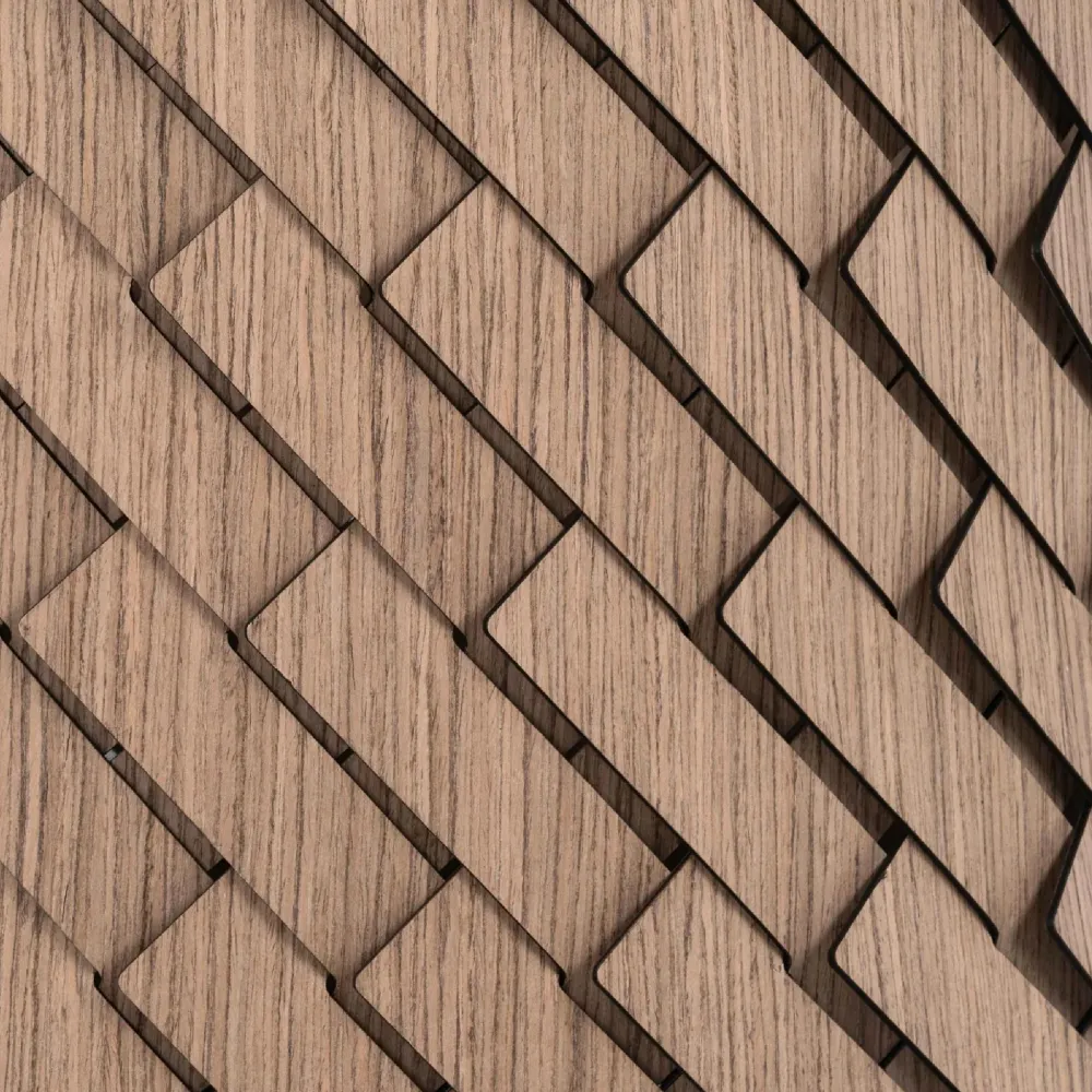 Sculptural Wood Weave Square Basket