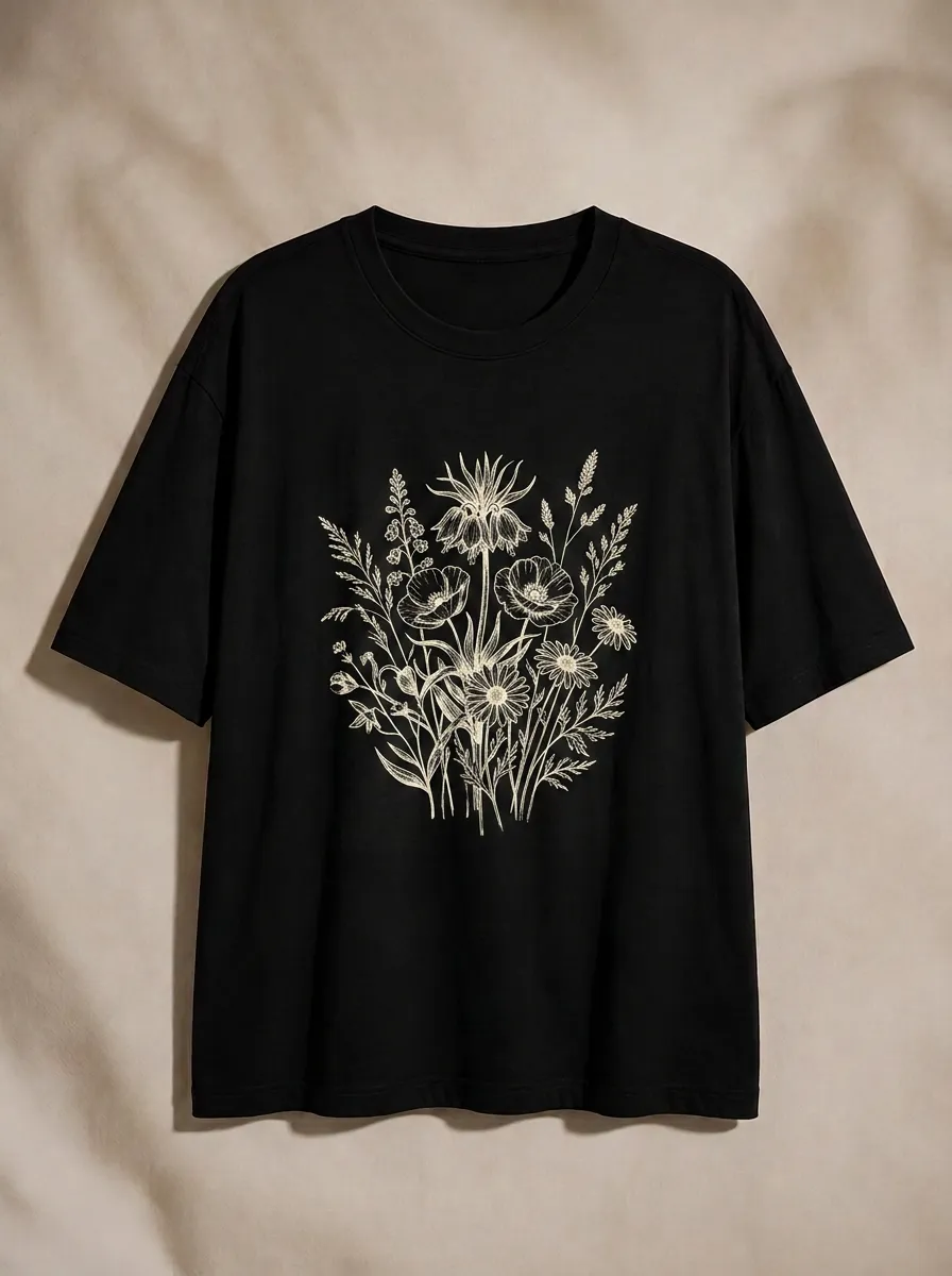Unisex Nature Lover Wildflower Bouquet Printed T-shirt
