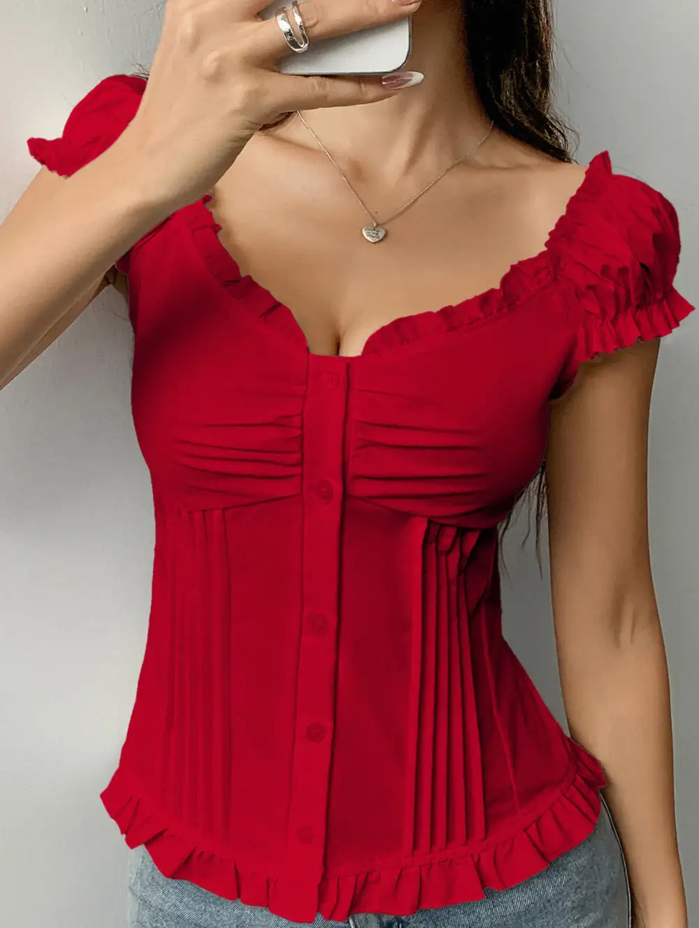 Short Sleeve Ruffled Vest
